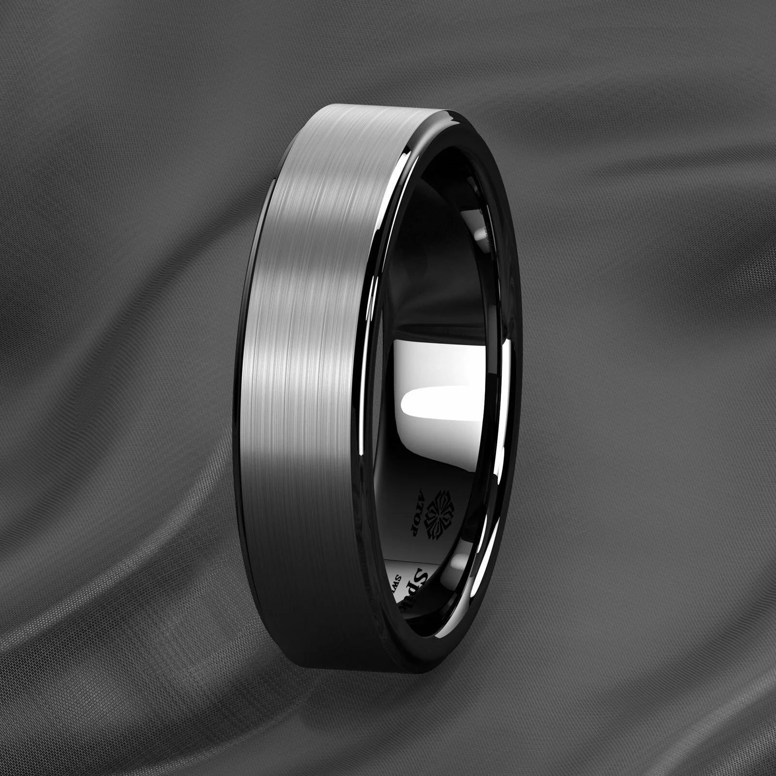 Black & Silver Tungsten Ring - Indy Six — JKCRings.com Unique Mens